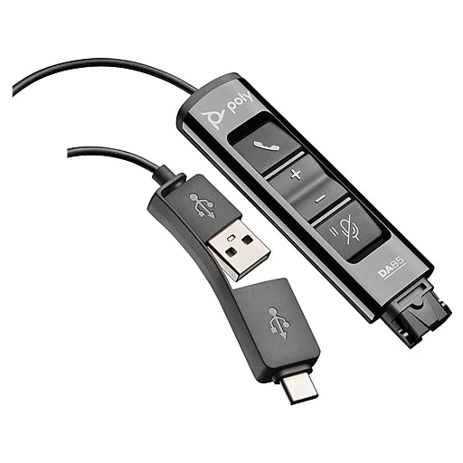 Poly DA85 USB to QD Black Adapter TAA - for Headset Poly DA85 USB to QD Black Adapter TAA - for Headset